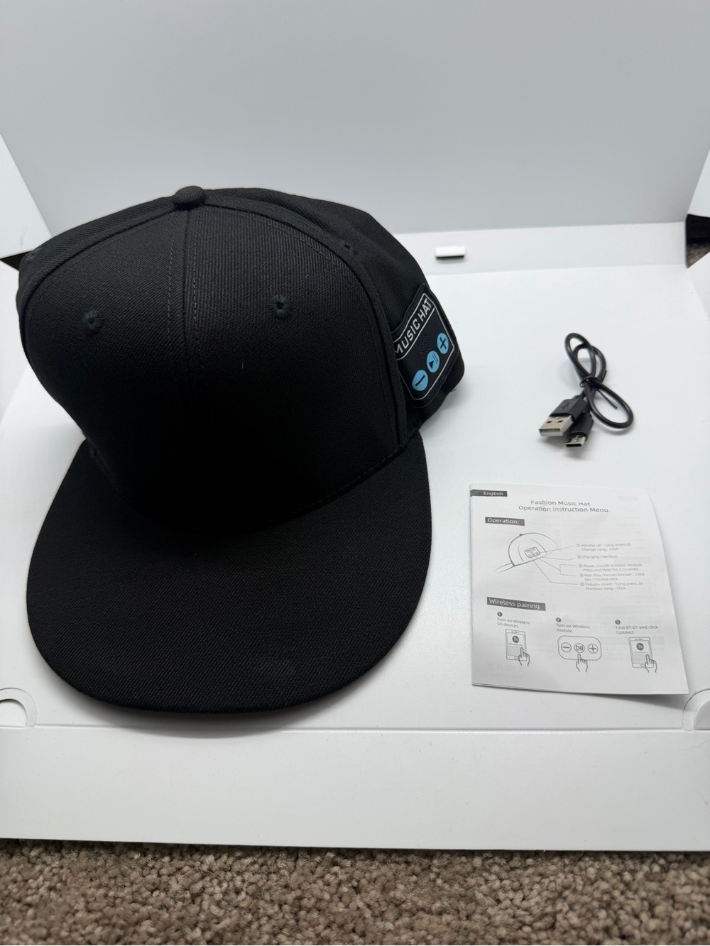 Black Bluetooth Speaker Cap with Controls